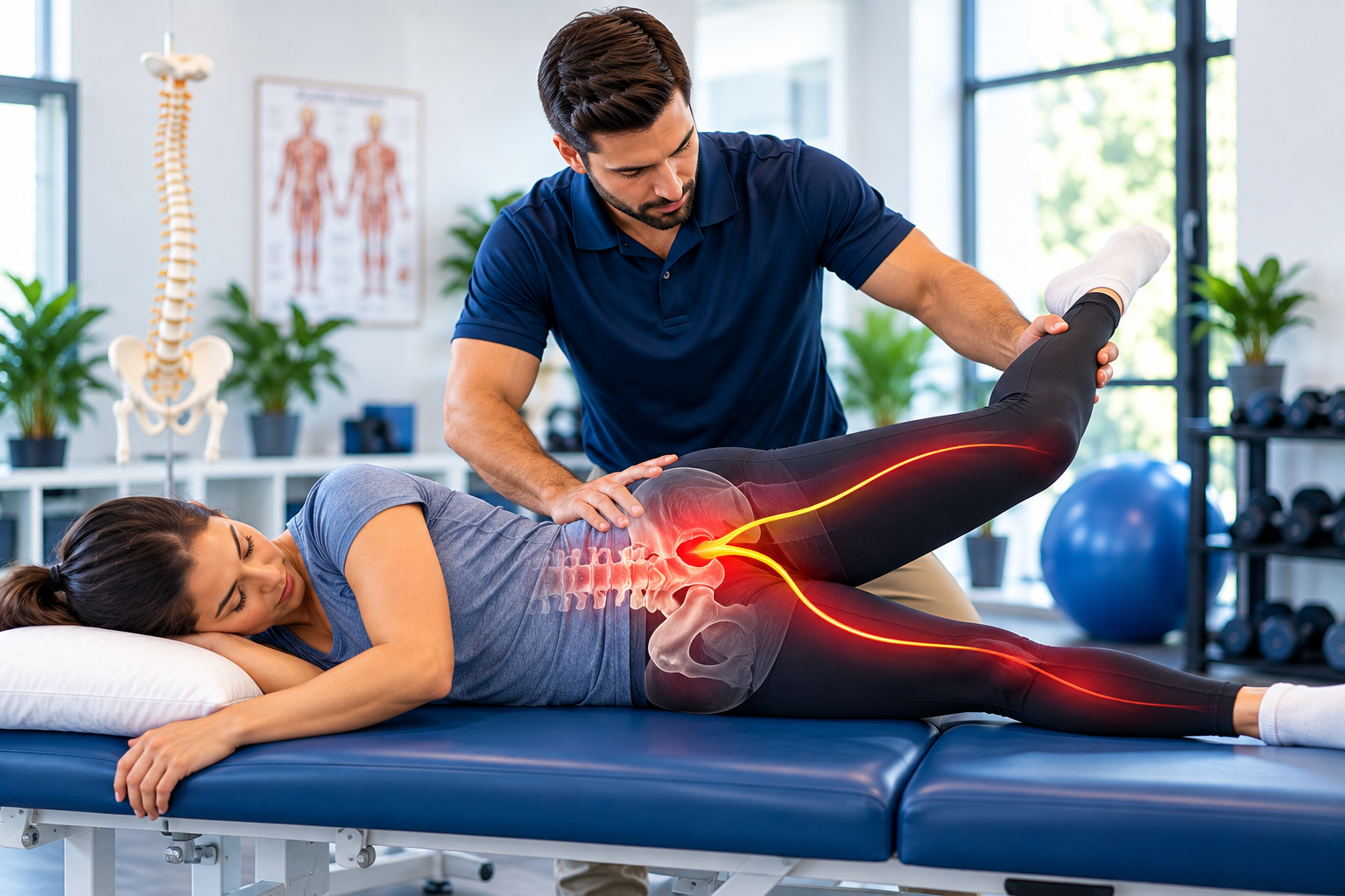 Person experiencing sciatica pain down the leg